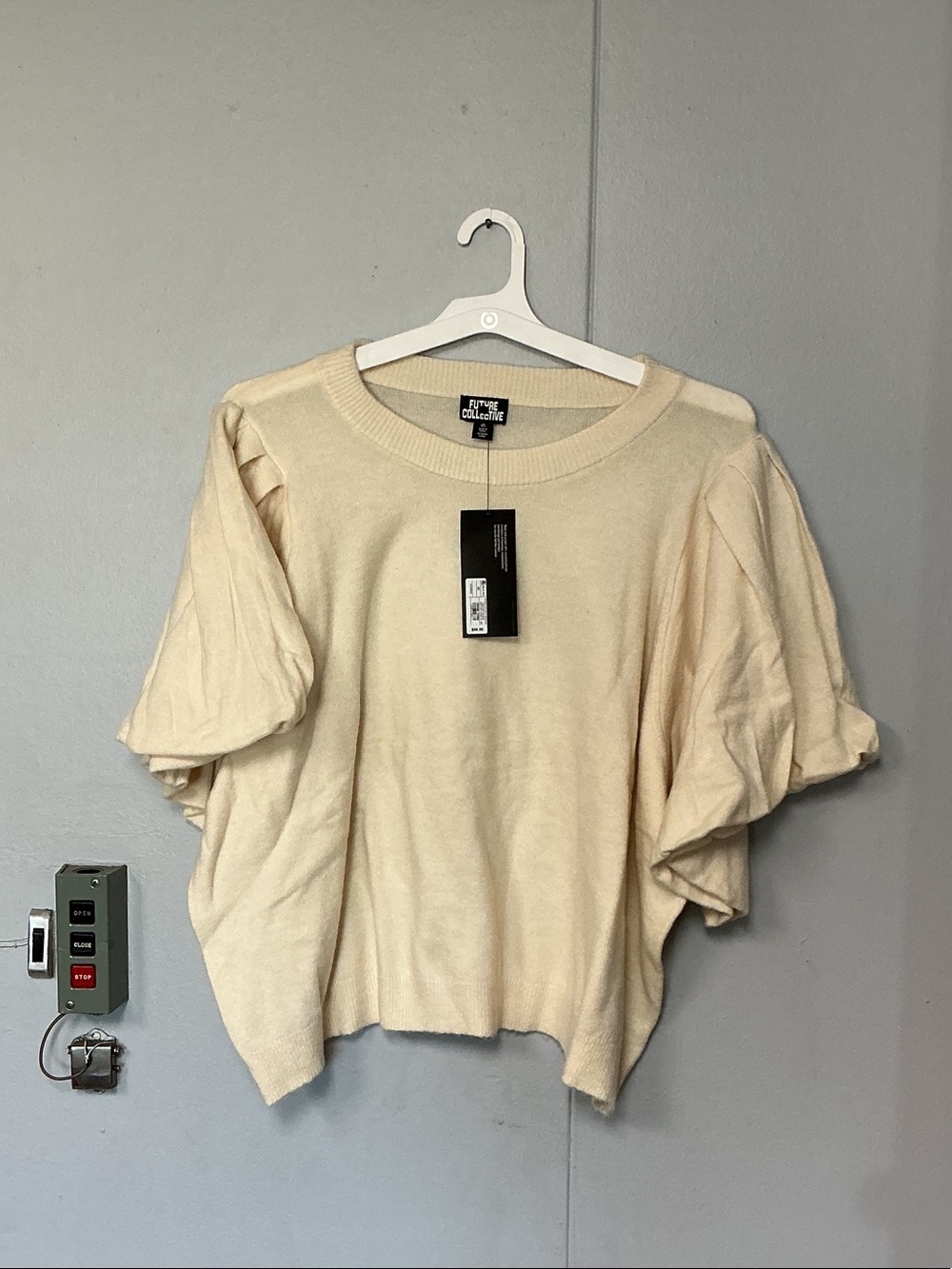 Future Collective Women’s Cream Puff-Sleeve Knit Top